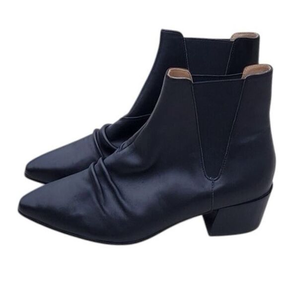 Joie Black Leather Ankle Boots Pointed Toe Block Heel Booties Size US 9 - Picture 1 of 9